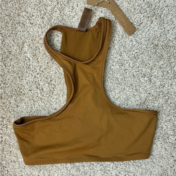 SKIMS Swim High Neck Racerback Bikini Top Almond - Size XXS - Picture 3 of 5